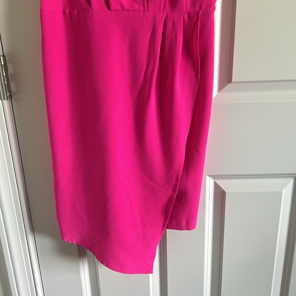 Hot Pink Sugar+Lips deep v-neck dress Size Small - Picture 3 of 8